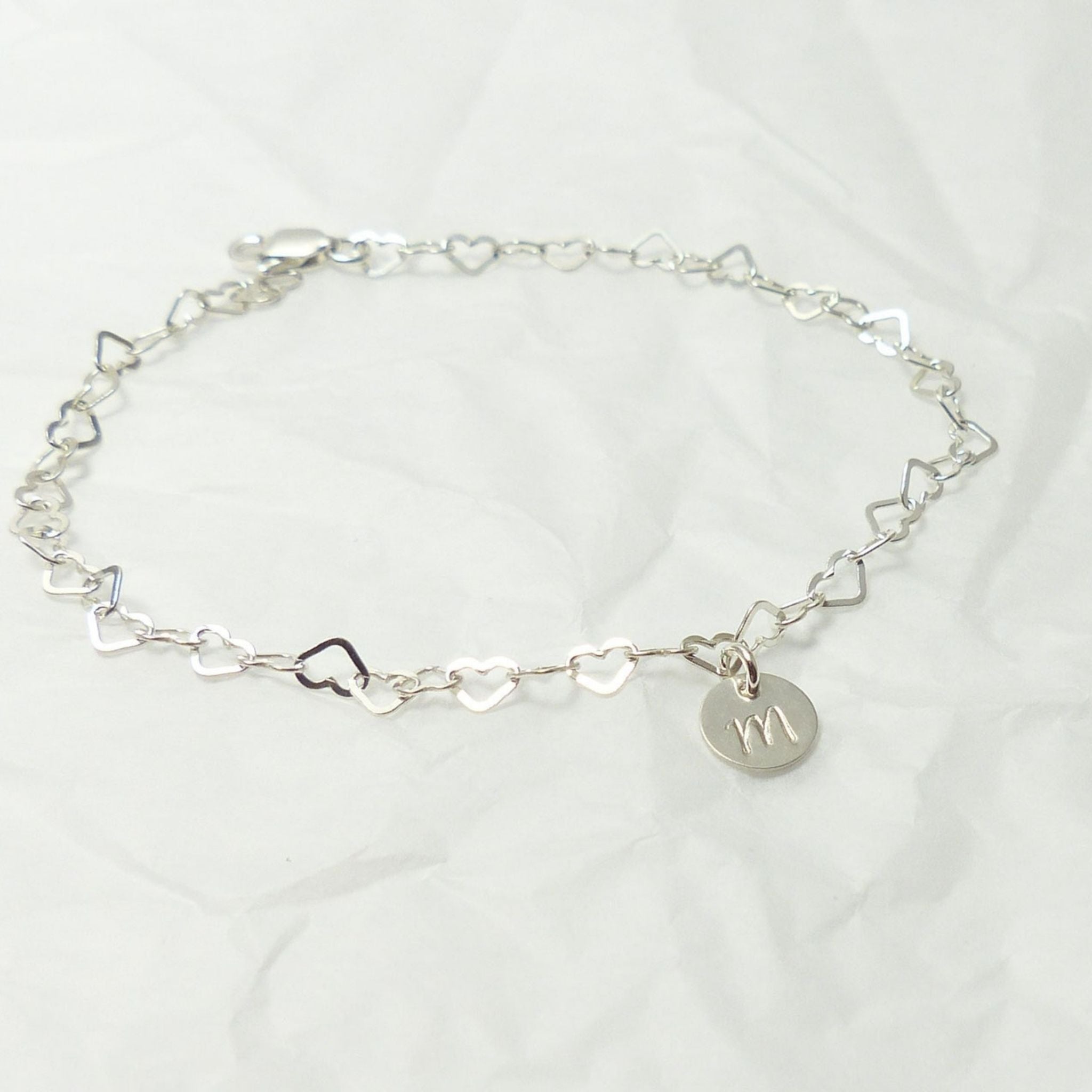 Initial Herzarmband personalisiert | Armband aus kleinen Herzen | 925 Silber, Rosé oder Gold