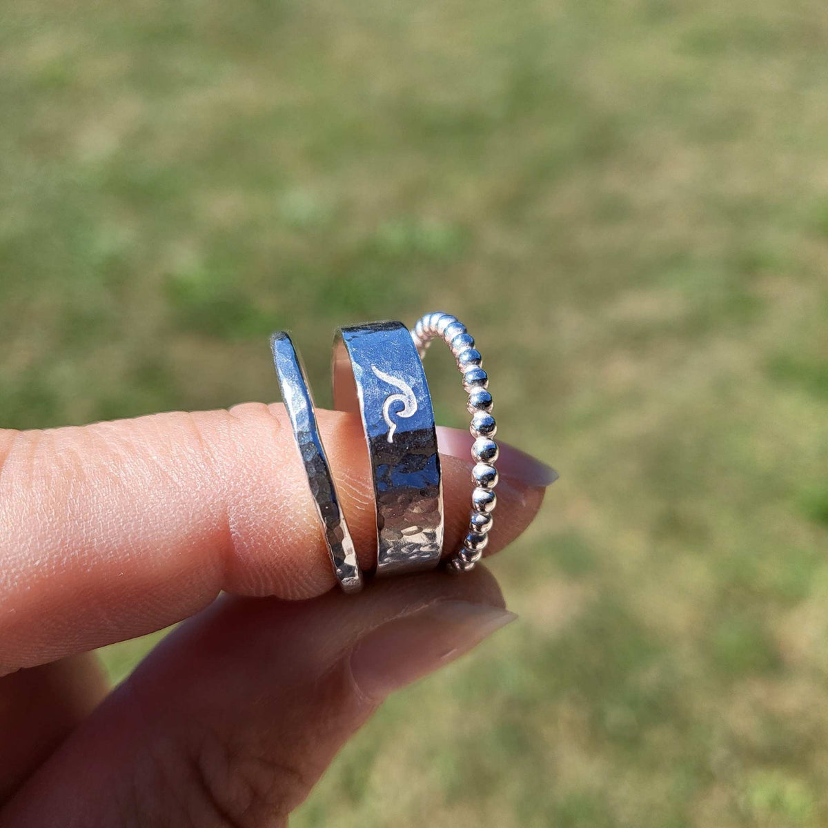 Vorsteckring Silber handgeschmiedet Hammerschlag aus 935 Silber andressa schmuck