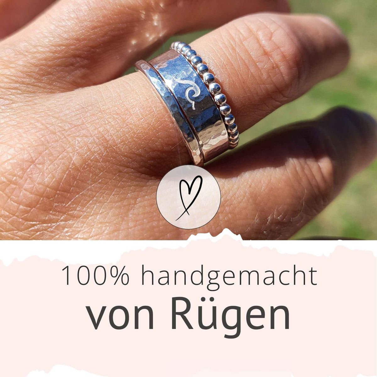 Vorsteckring Silber handgeschmiedet Hammerschlag aus 935 Silber andressa schmuck