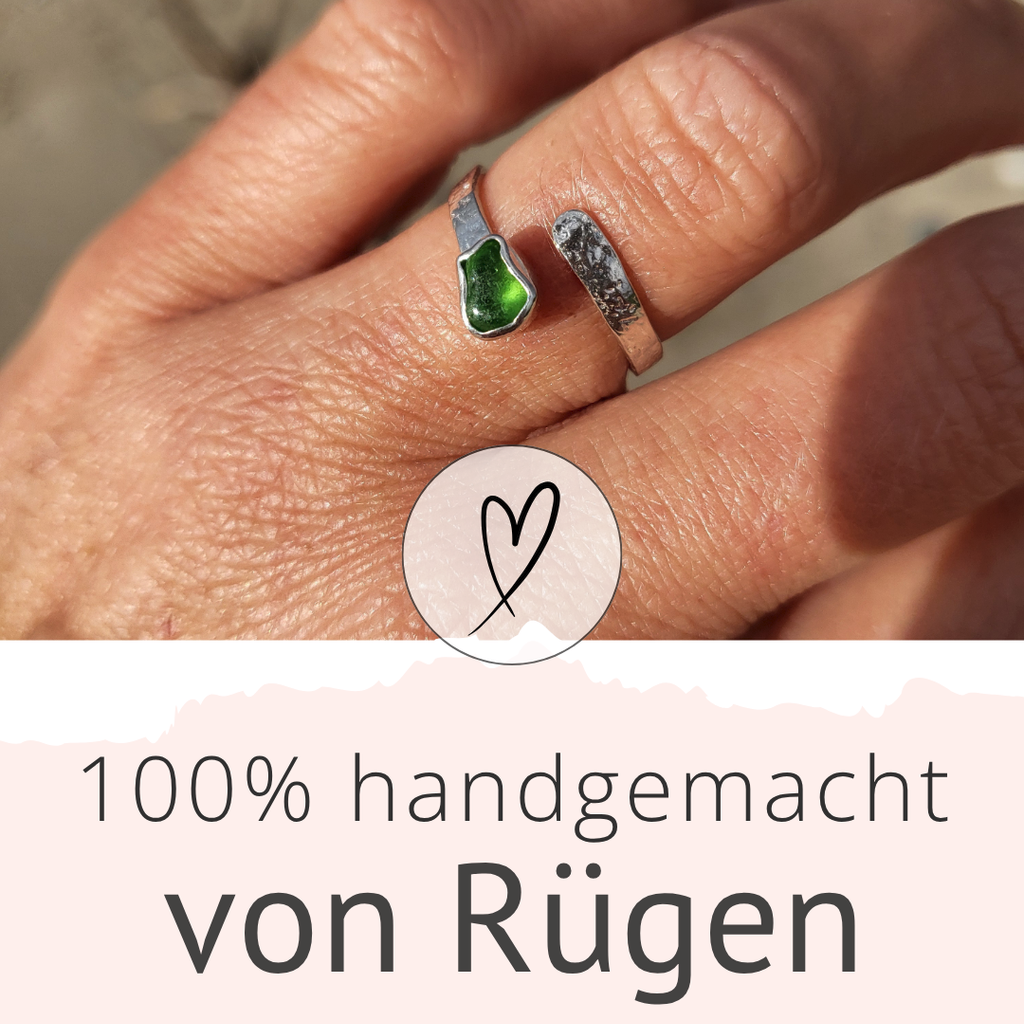 Seeglas Ring Schlange · offen · grünes Seeglas, 6 weitere Farben