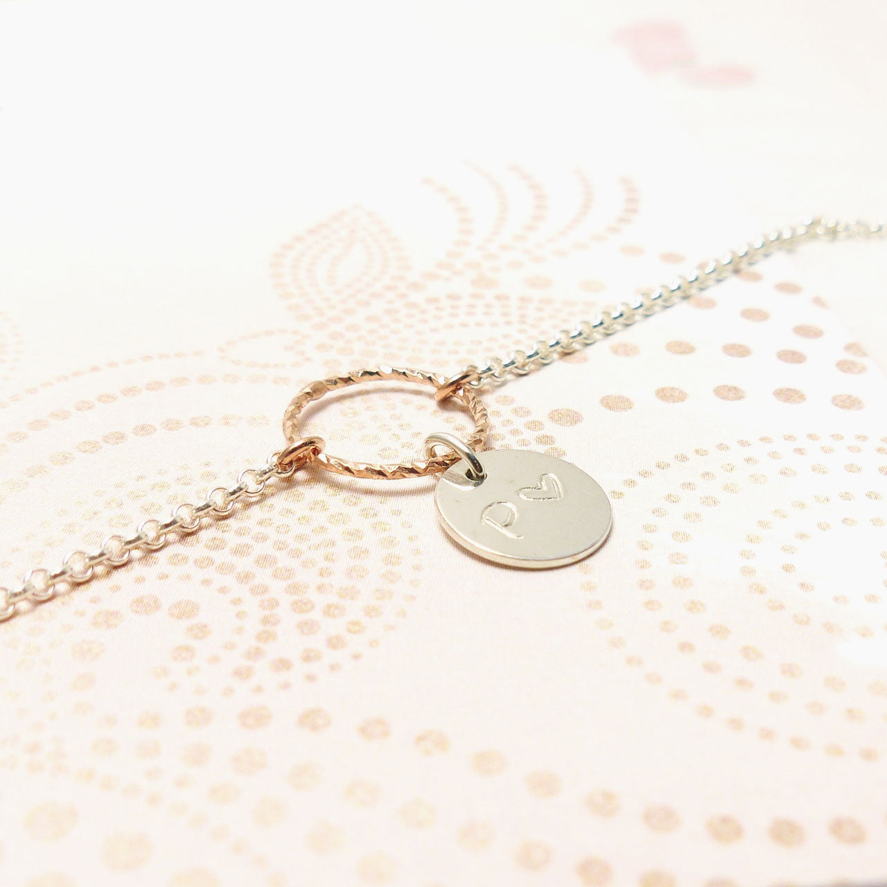 Rose Karma und Plättchen 925 Silberarmband