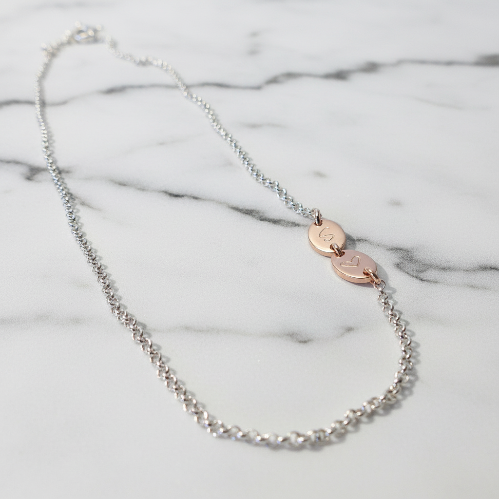 Namenskette sideways Initialen 925 Silberkette