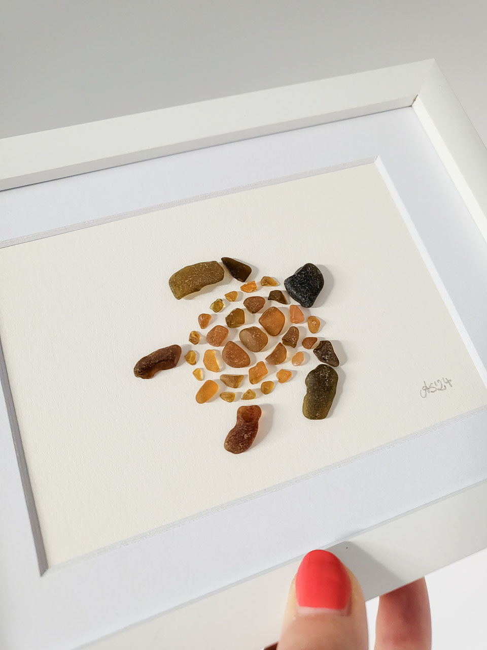 Seeglas Bild - Schildi - mit echtem Seeglas aus der Ostsee