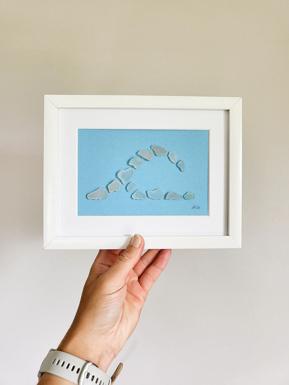 Seeglas Bild Welle - mit echtem Seeglas aus der Ostsee