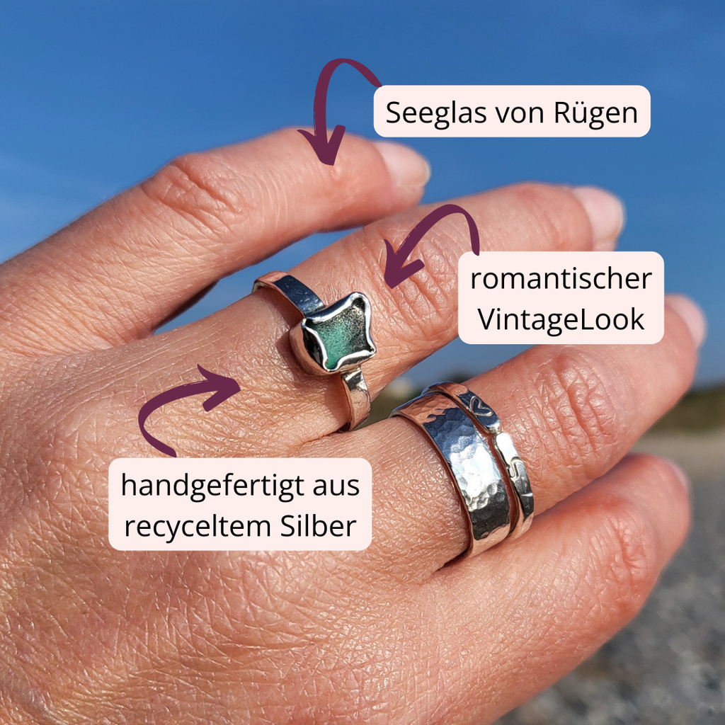 Dein Seeglas in Deinem Ring - hochwertig verarbeitet in 925 Sterling Silber - so einzigartig wie du!