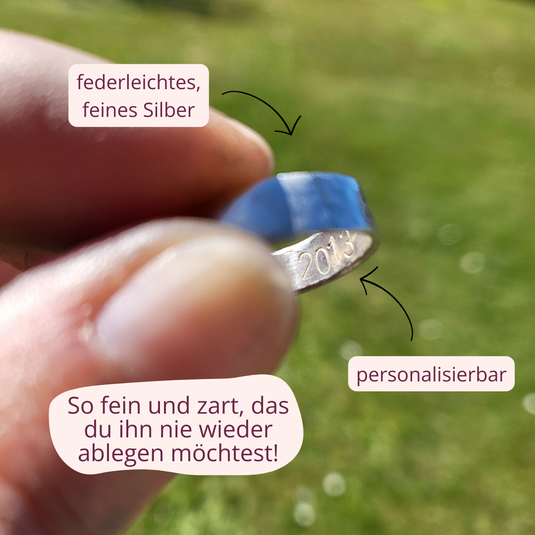 Partnerringe mit Gravur aus 935 Silber | Handgeprägt von Rügen