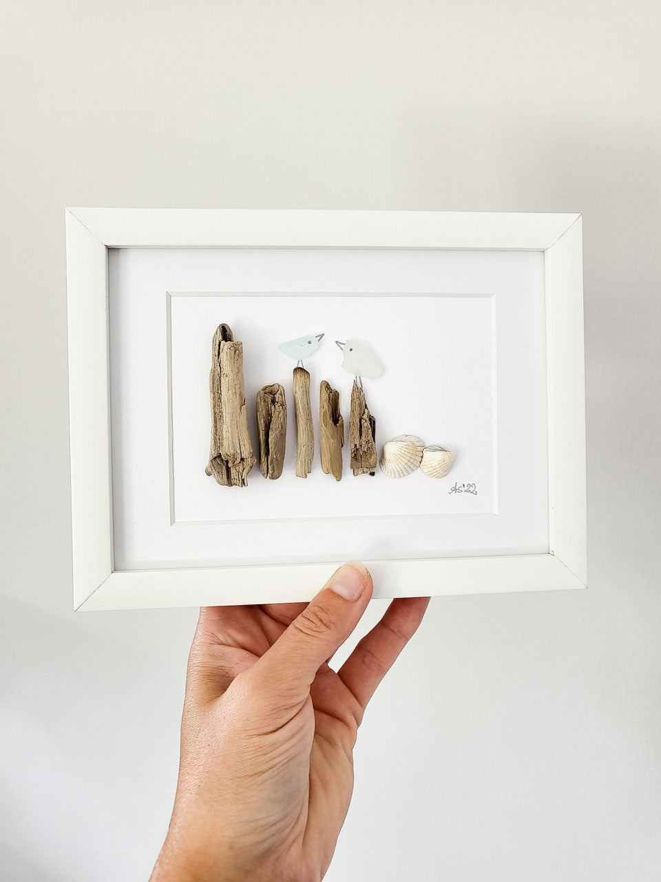 Seeglasbild Beachlife - mit Treibholz, Muscheln und echtem Seeglas aus der Ostsee