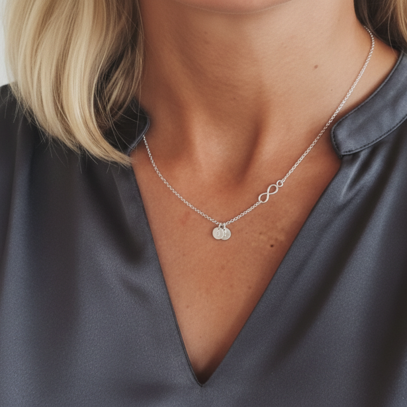 2 Initialen & Infinity 925 Silberkette
