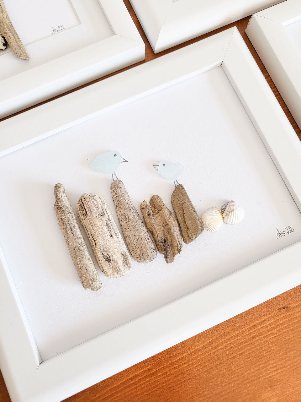 Seeglasbild Beachlife - mit Treibholz, Muscheln und echtem Seeglas aus der Ostsee
