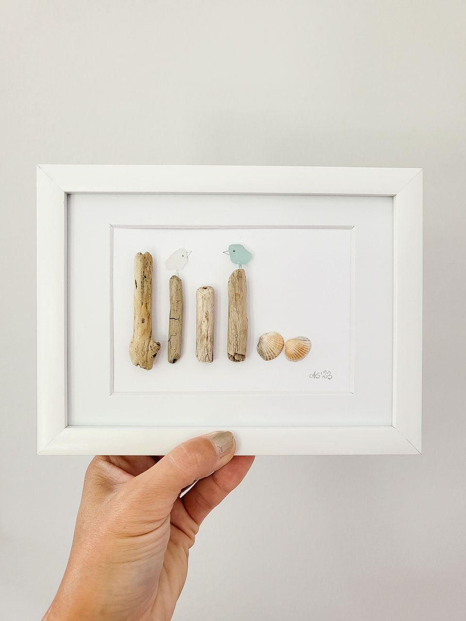 Seeglasbild Beachlife - mit Treibholz, Muscheln und echtem Seeglas aus der Ostsee