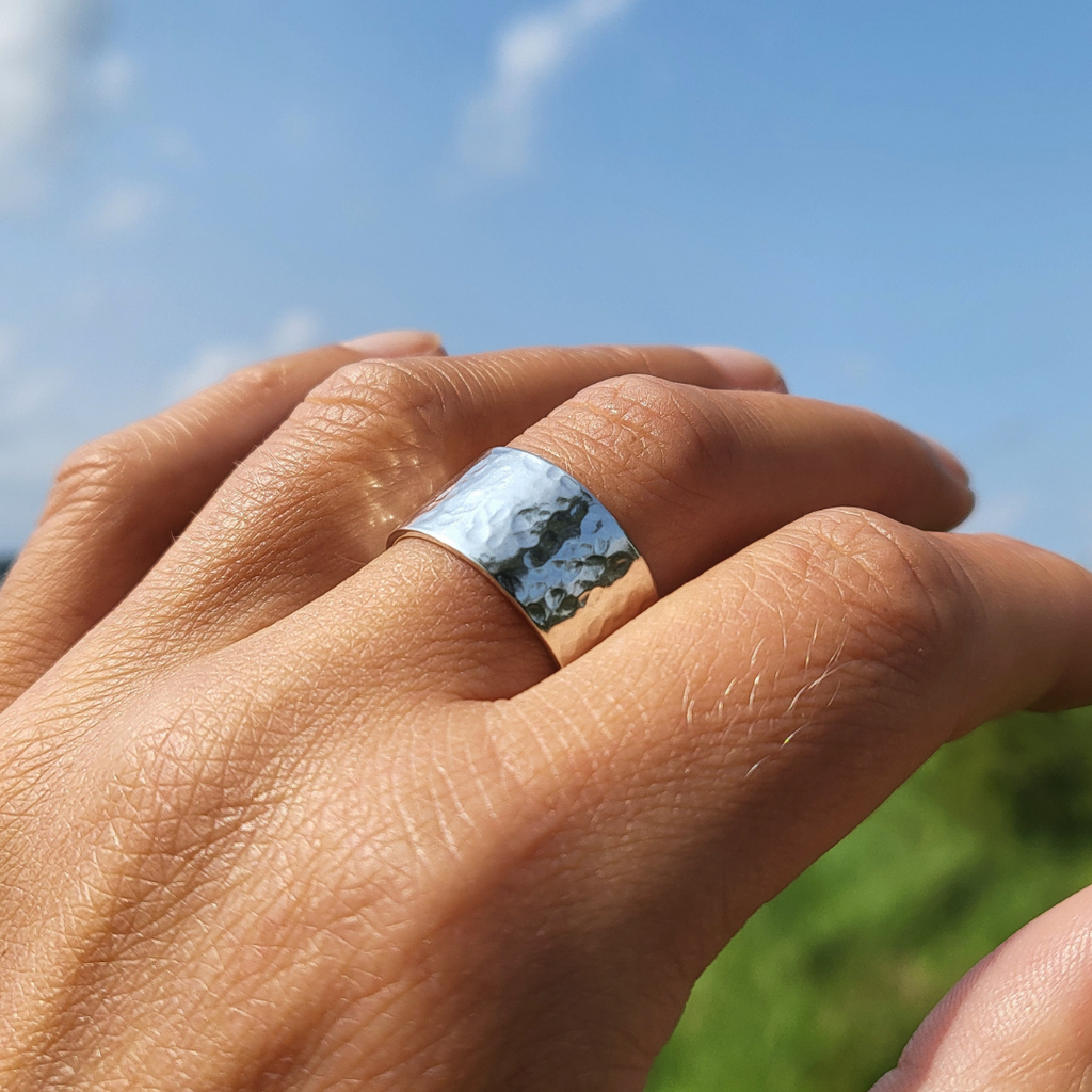 Breiter Bandring recyceltes Silber Männer | Unisex Herrenschmuck Andressa Schmuck