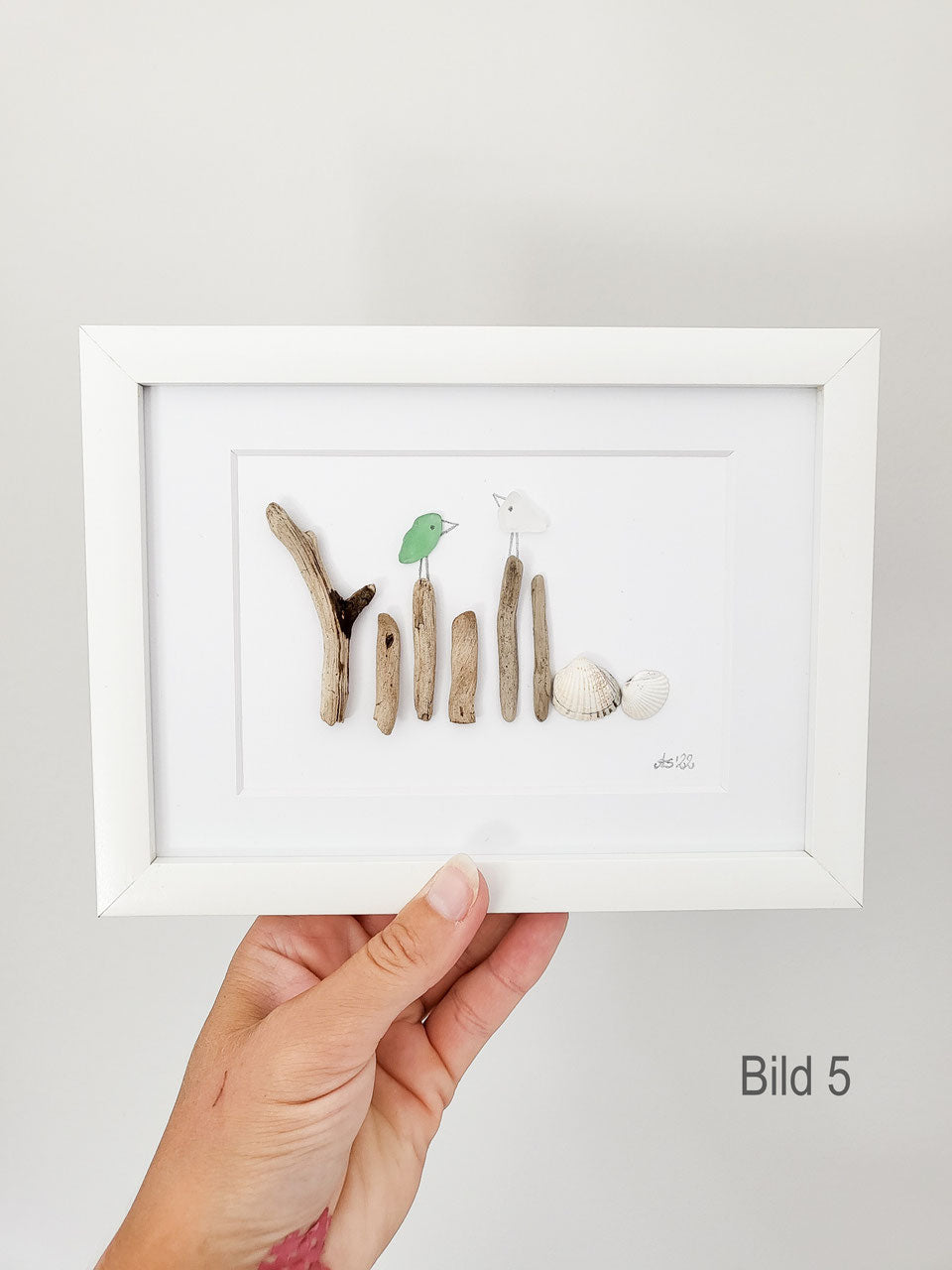 Seeglasbild Beachlife - mit Treibholz, Muscheln und echtem Seeglas aus der Ostsee