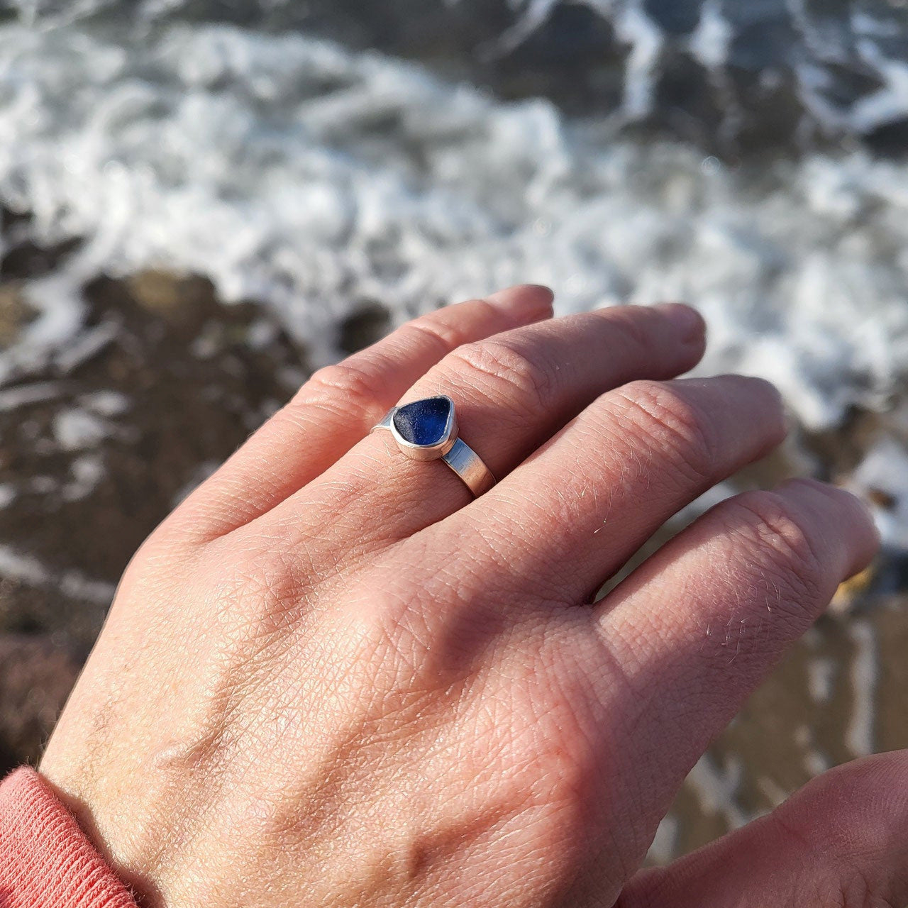 Handgefertigter Seeglasring aus 925 Sterling Silber - so einzigartig wie du!