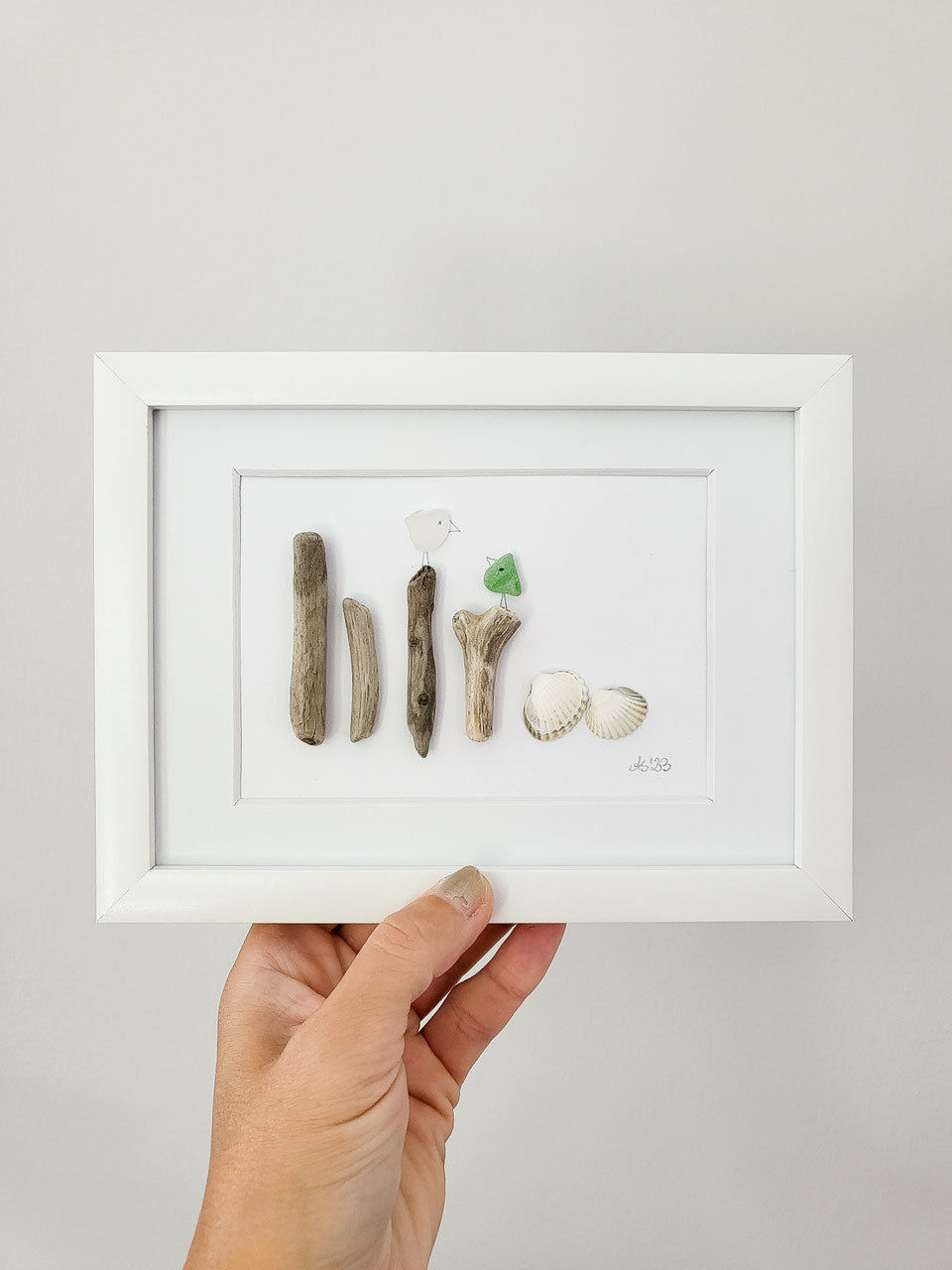 Seeglasbild Beachlife - mit Treibholz, Muscheln und echtem Seeglas aus der Ostsee