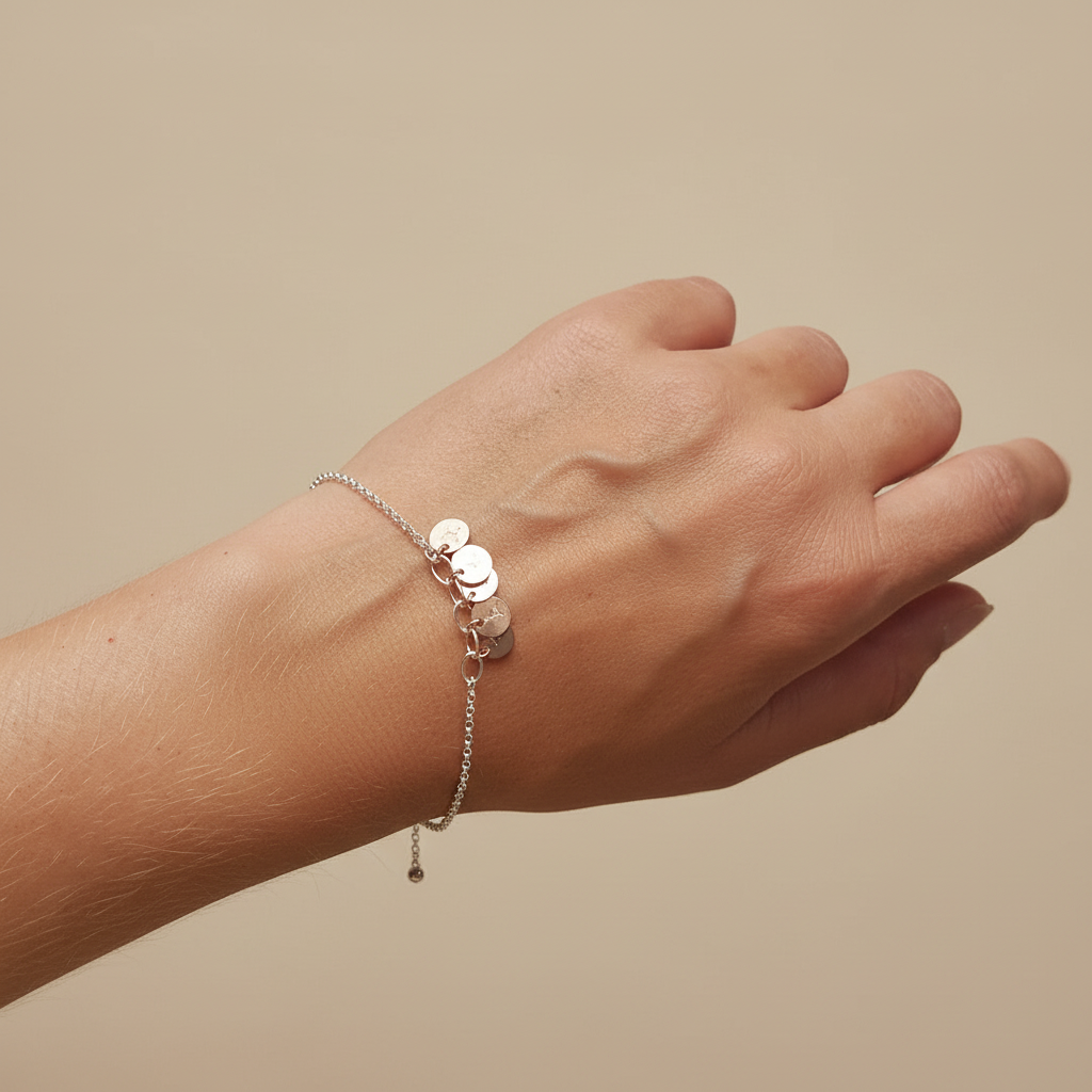 5 rosé Initialen 925 Silberarmband