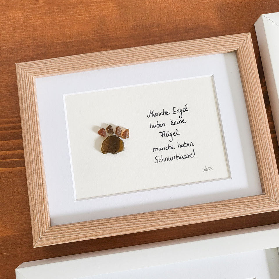 Seeglasbild mit Katzen Pfote - Trost bei Verlust deiner geliebten Samtpfote