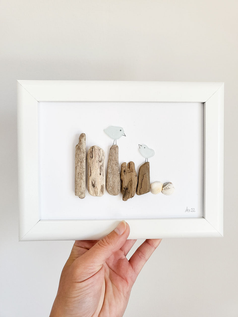 Seeglasbild Beachlife - mit Treibholz, Muscheln und echtem Seeglas aus der Ostsee