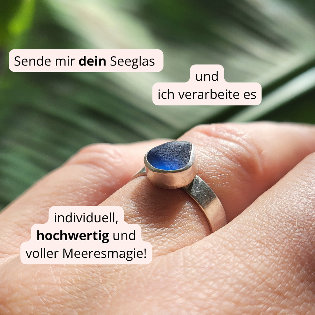 Seeglas Ring aus eigenem Seeglas · Handgeschmiedet 925 Silber · Rügen