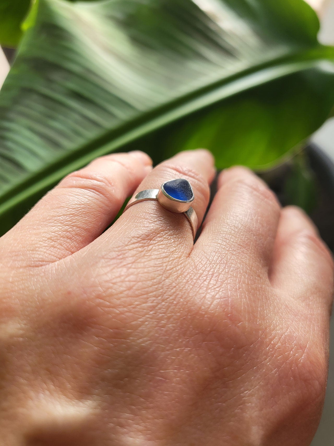 Handgefertigter Seeglasring aus 925 Sterling Silber - so einzigartig wie du!