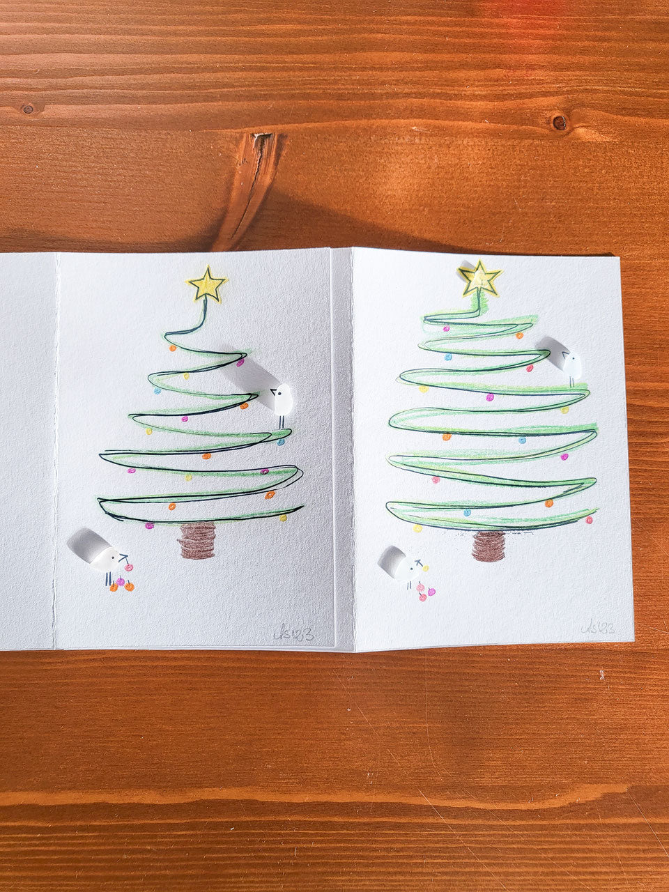 Weihnachtskarten mit Tannenbaum - mit echtem Seeglas aus der Ostsee