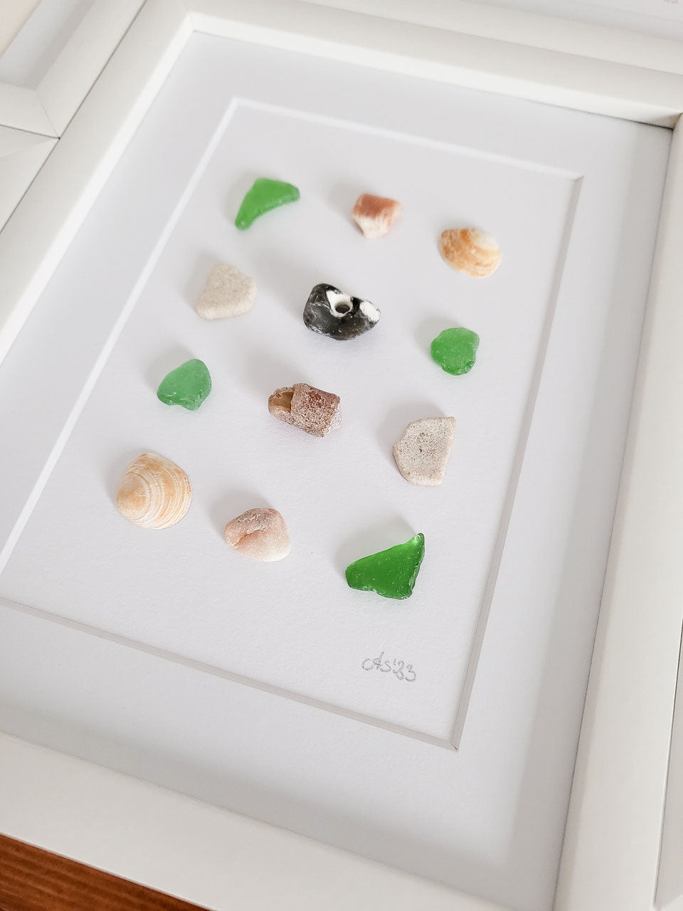 Seeglas Bild Geo - mit echtem Seeglas aus der Ostsee