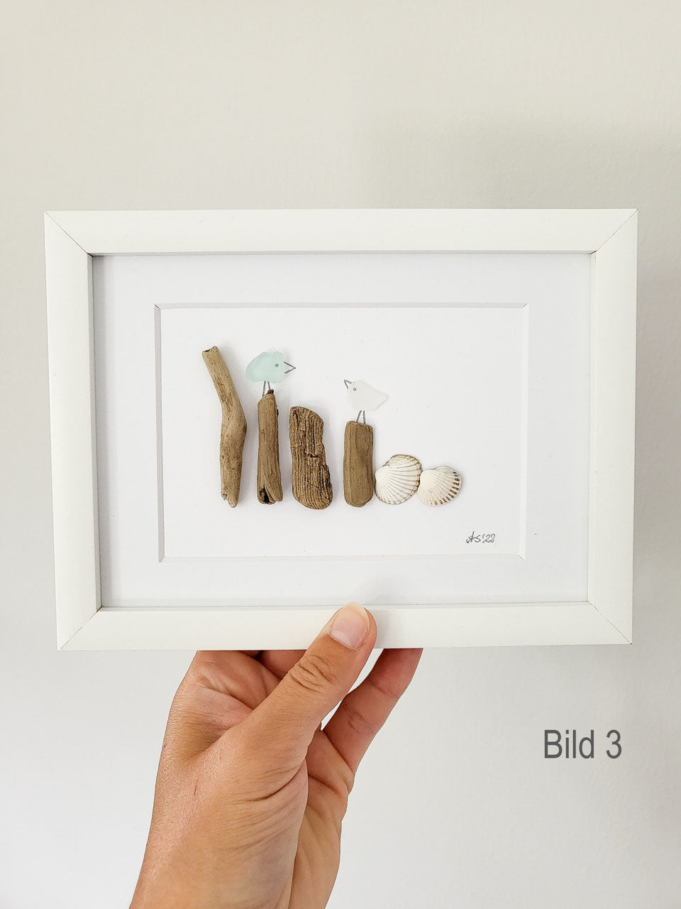 Seeglasbild Beachlife - mit Treibholz, Muscheln und echtem Seeglas aus der Ostsee