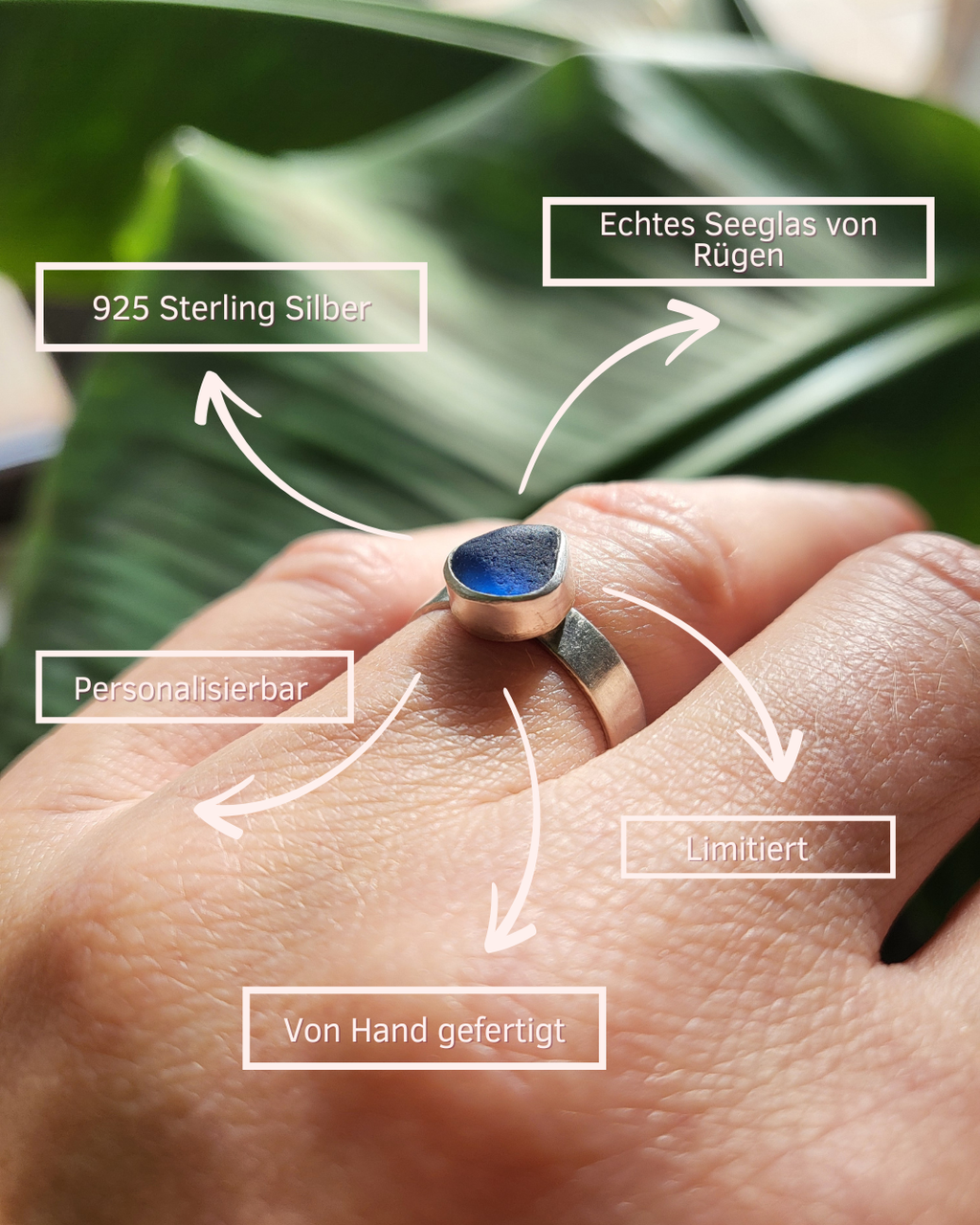 Dein Seeglas in Deinem Ring - hochwertig verarbeitet in 925 Sterling Silber - so einzigartig wie du!