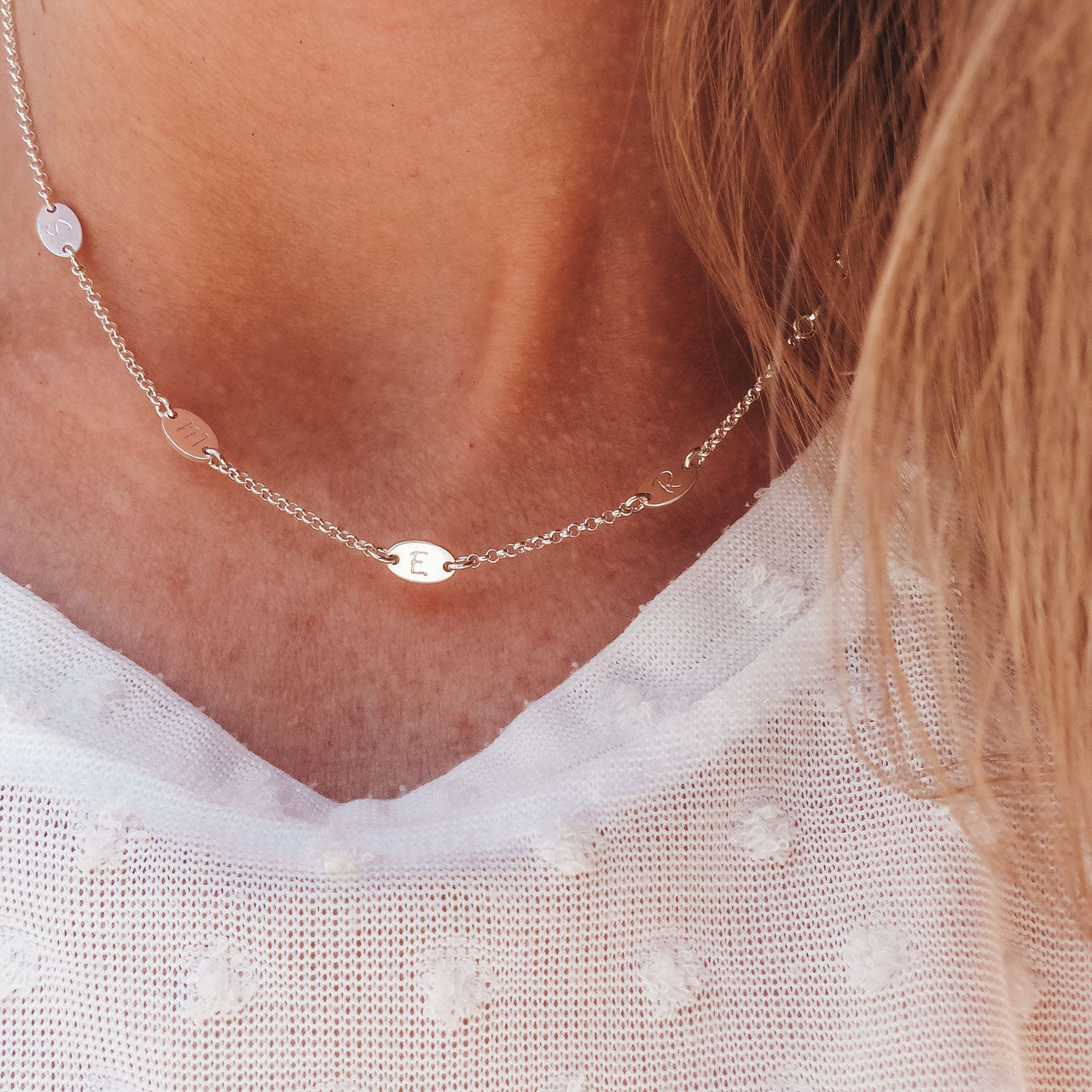 Namenskette 5 Initialen doppelseitig 925 Silber personalisiert Andressa Schmuck