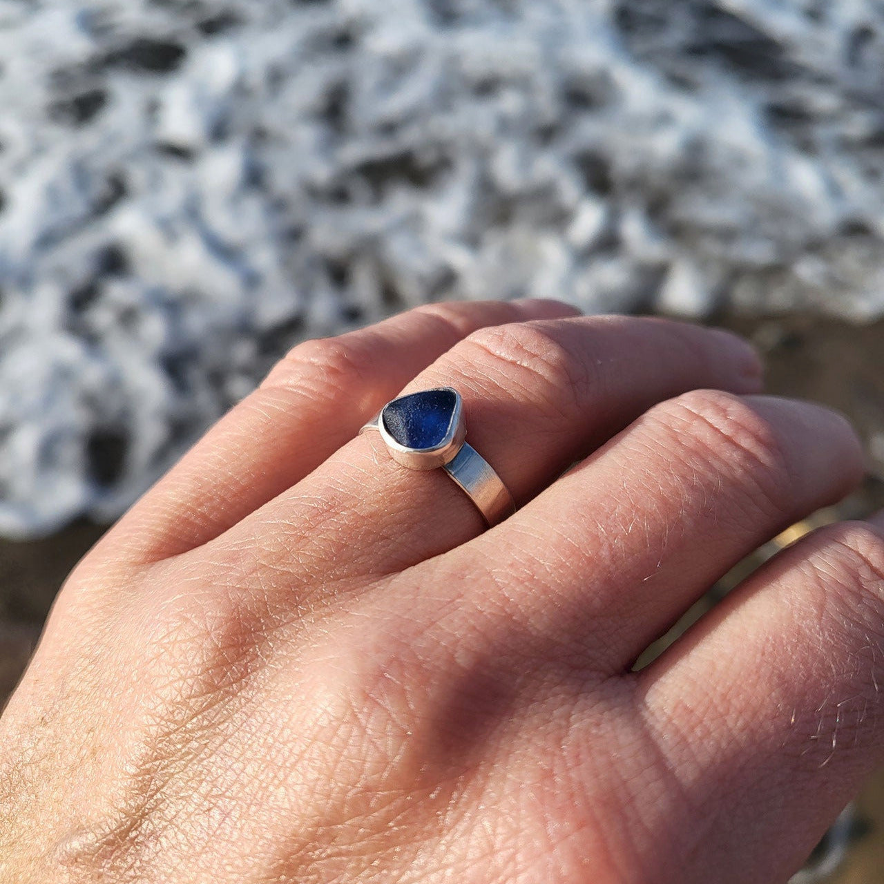 Handgefertigter Seeglasring aus 925 Sterling Silber - so einzigartig wie du!