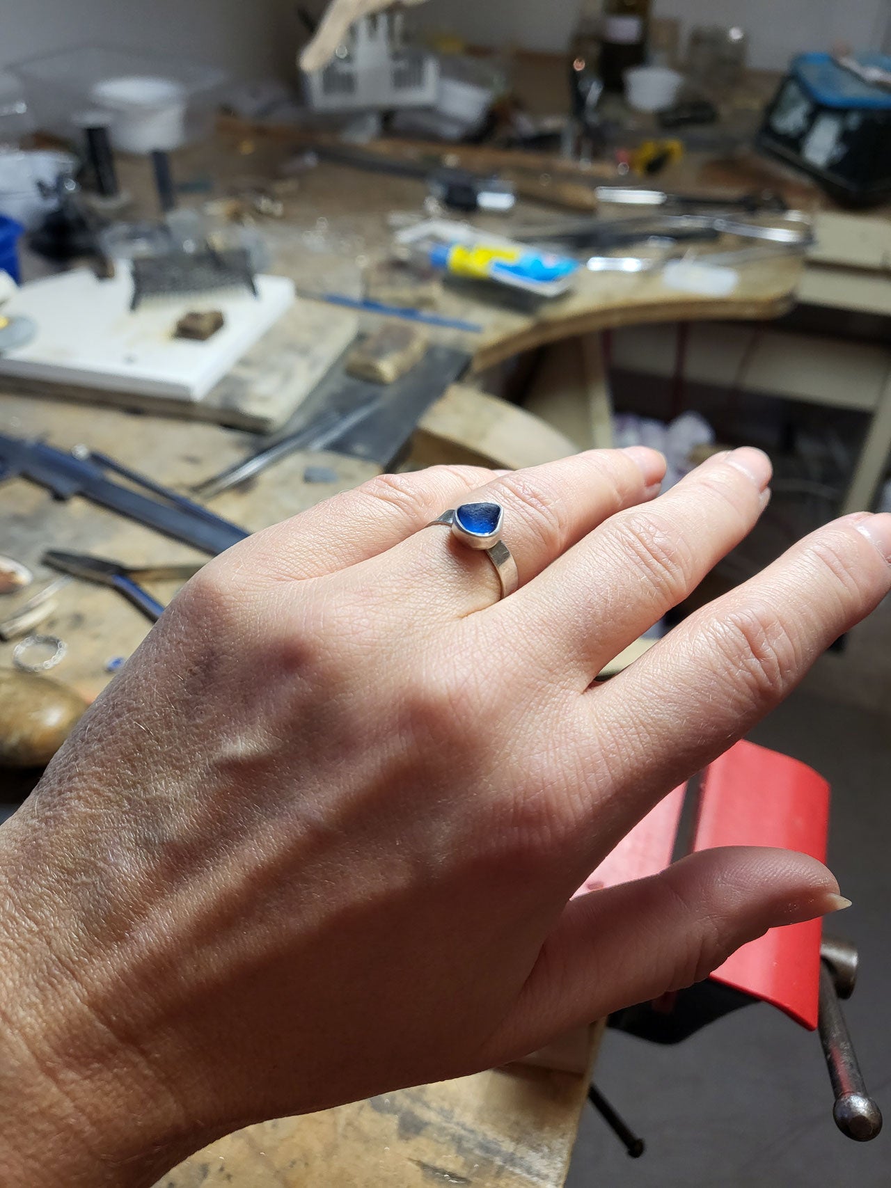 Handgefertigter Seeglasring aus 925 Sterling Silber - so einzigartig wie du!