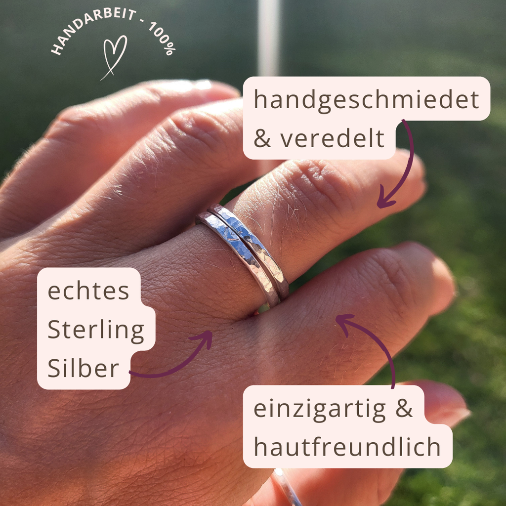 Vorsteckring aus recyceltem Silber | Handgeschmiedet, Hammerschlag, zeitloses Design