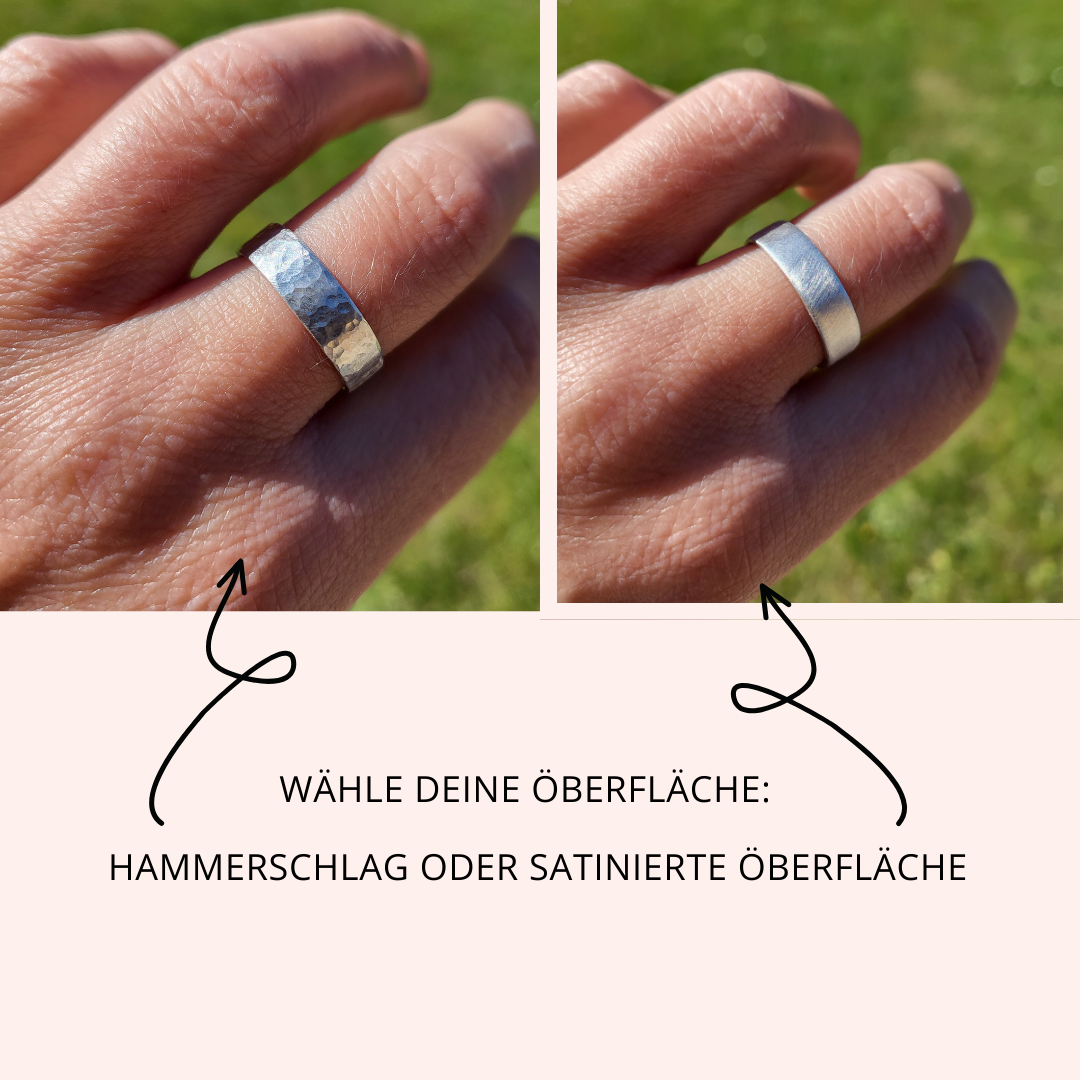 Partnerringe mit Gravur aus 935 Silber | Handgeprägt von Rügen