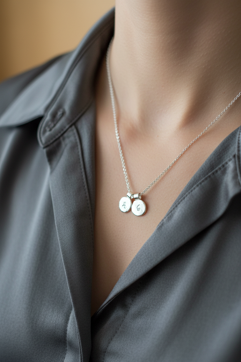 3D Symbolkette geschmolzenes Silber massiv