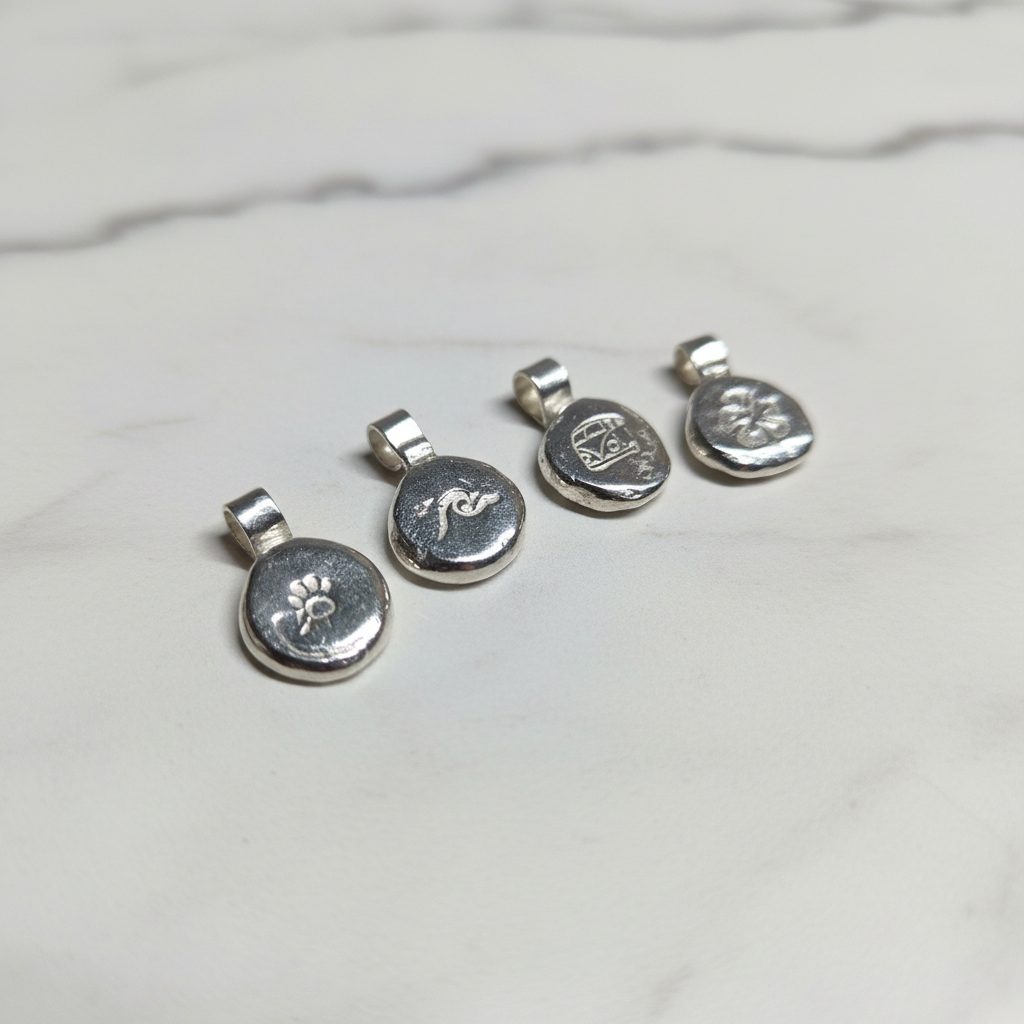 Seeglas Kette 3D Symbol Anhänger massiv Silber