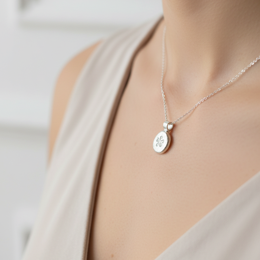 3D Symbolkette geschmolzenes Silber massiv