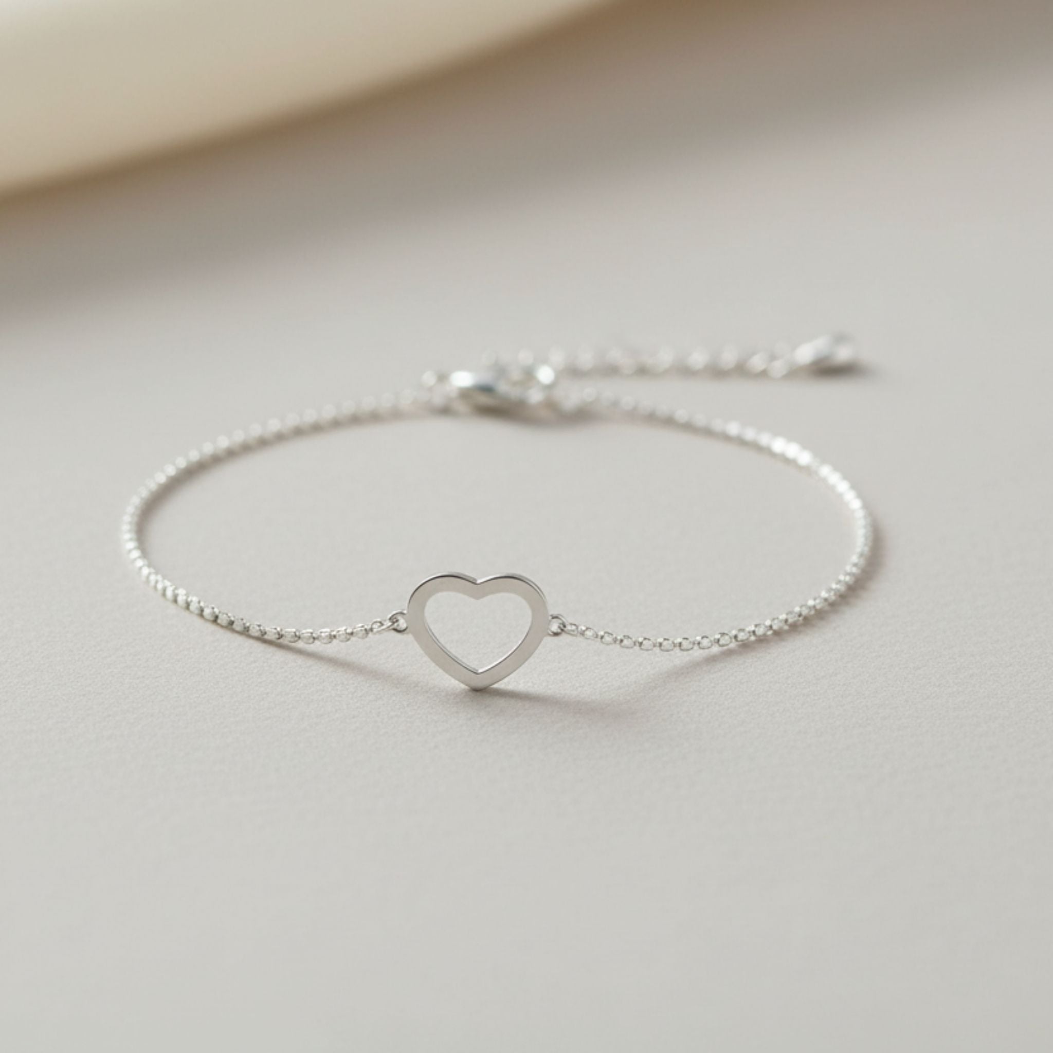 Herzarmband 925 Silber | Handgefertigt mit Herzanhänger | Silber, Rosé oder Gold