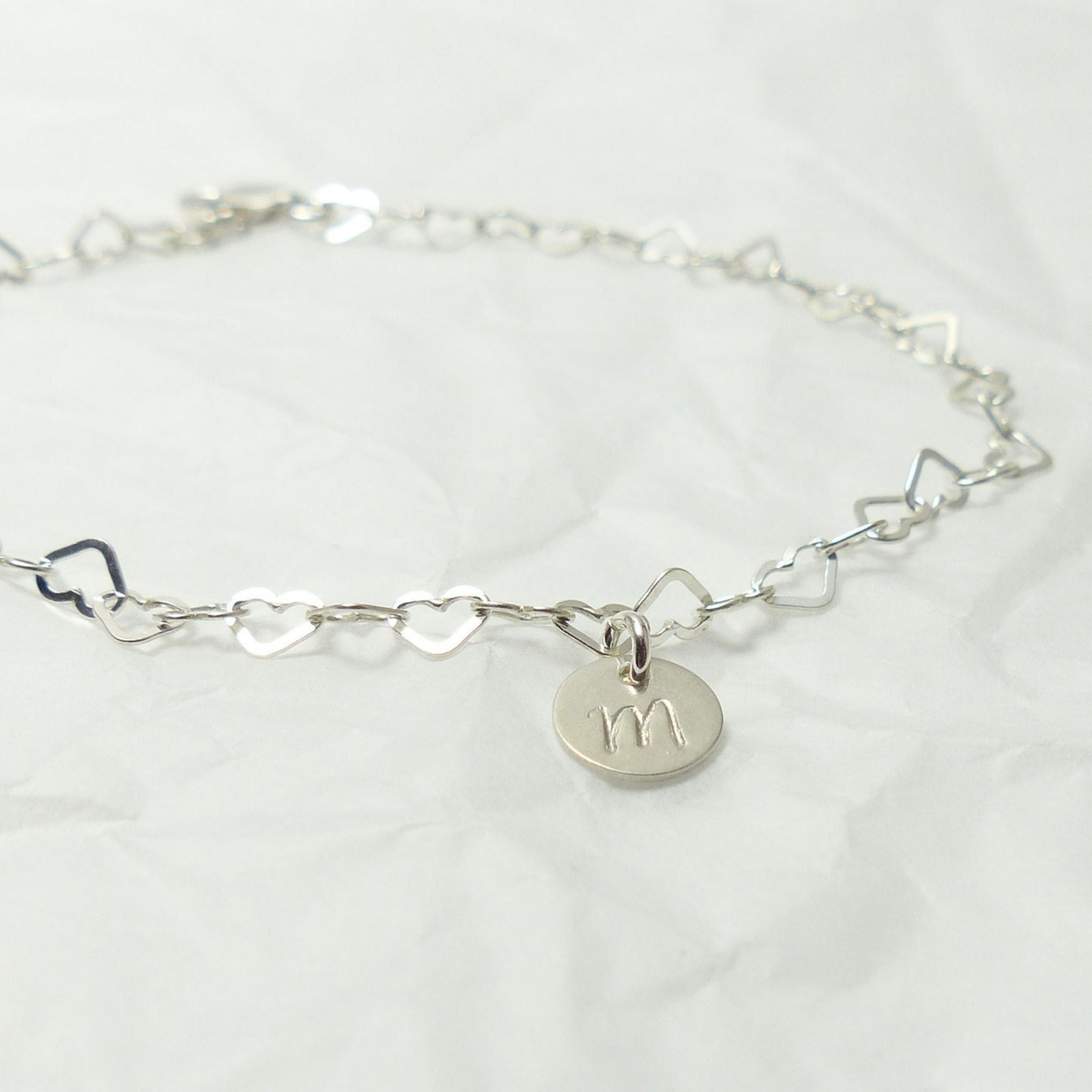 Initial Herzarmband personalisiert | Armband aus kleinen Herzen | 925 Silber, Rosé oder Gold