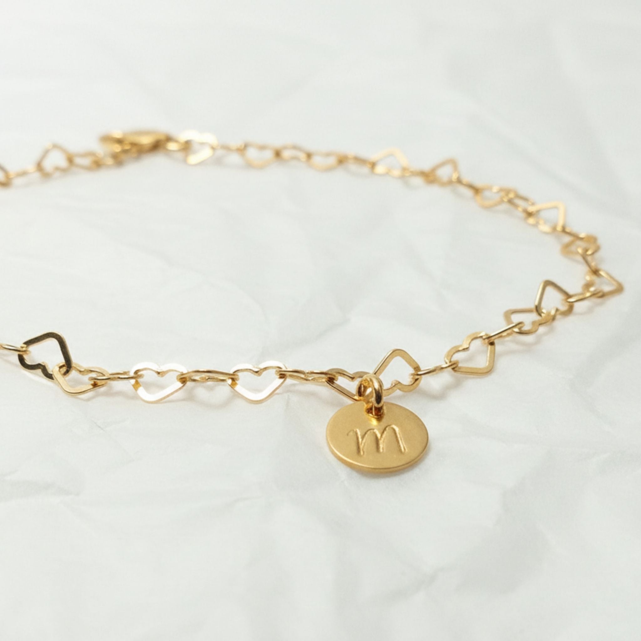 Initial Herzarmband personalisiert | Armband aus kleinen Herzen | 925 Silber, Rosé oder Gold