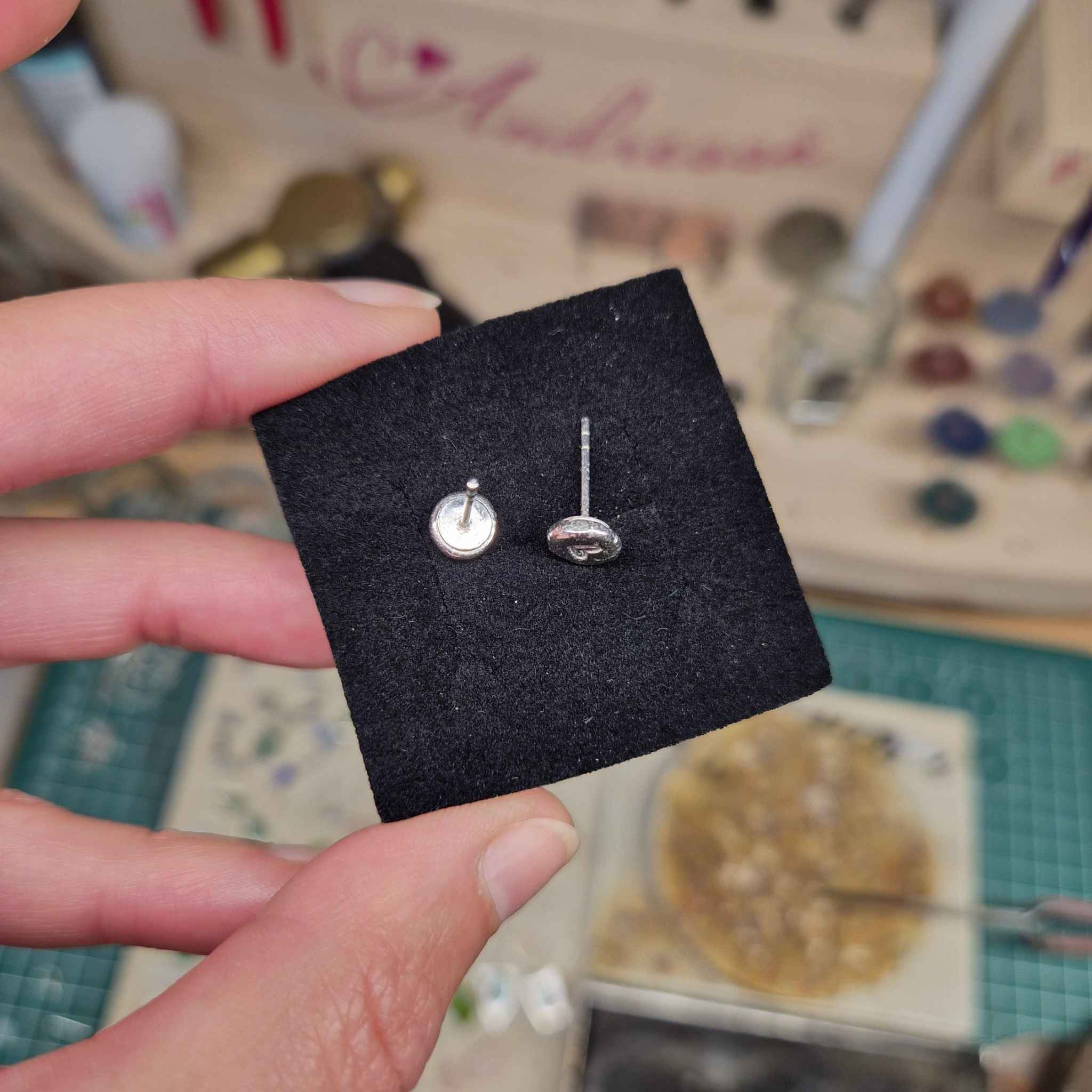 Kleine Ohrstecker 925 Silber | Handgeschmiedet | Pur, Herz oder Blume