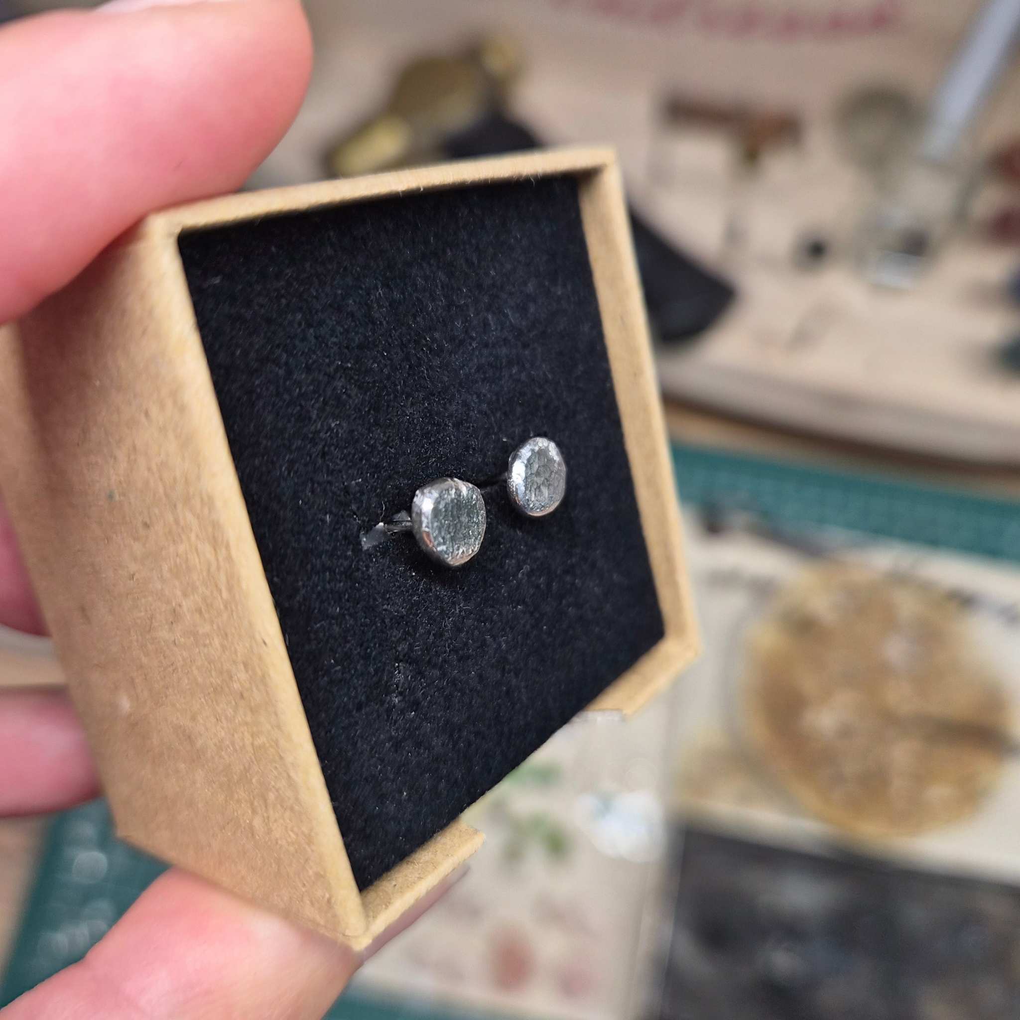 Kleine Ohrstecker 925 Silber | Handgeschmiedet | Pur, Herz oder Blume