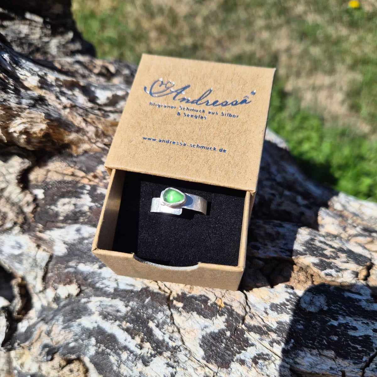 Seeglas Ring aus eigenem Seeglas · Handgeschmiedet 935 Silber · Rügen