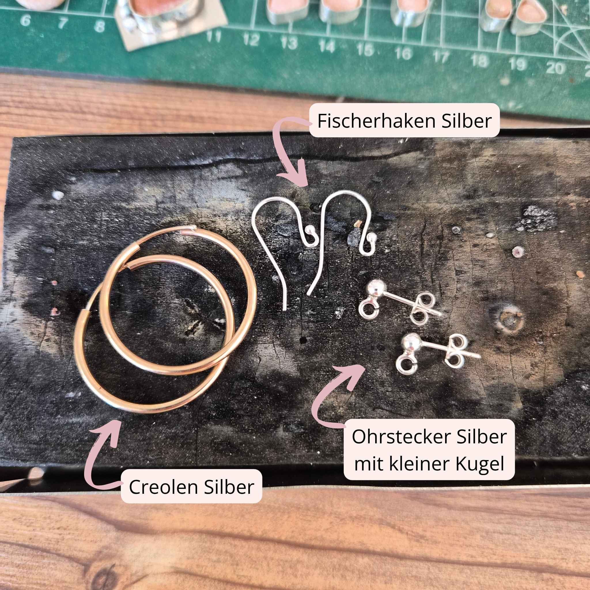 Rosa Ostseejade Ohrringe · Handgeschmiedet 935 Silber · von Rügen Andressa Schmuck Ruegen Ohrhaenger Creolen Fischerhaken Ohrstecker
