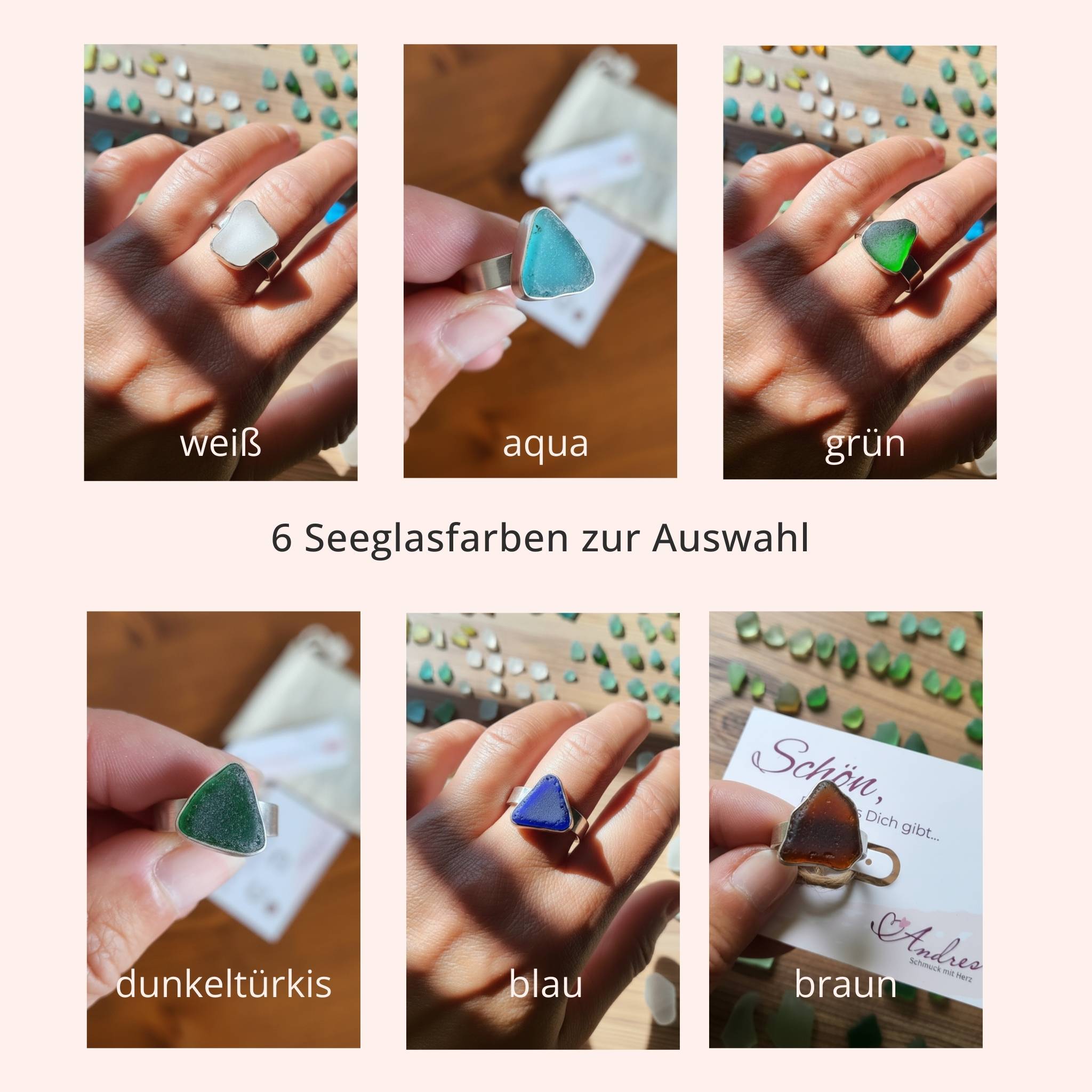 Seeglas Ring Statement massiv Silber Bandring | Rügen handgeschmiedet edel