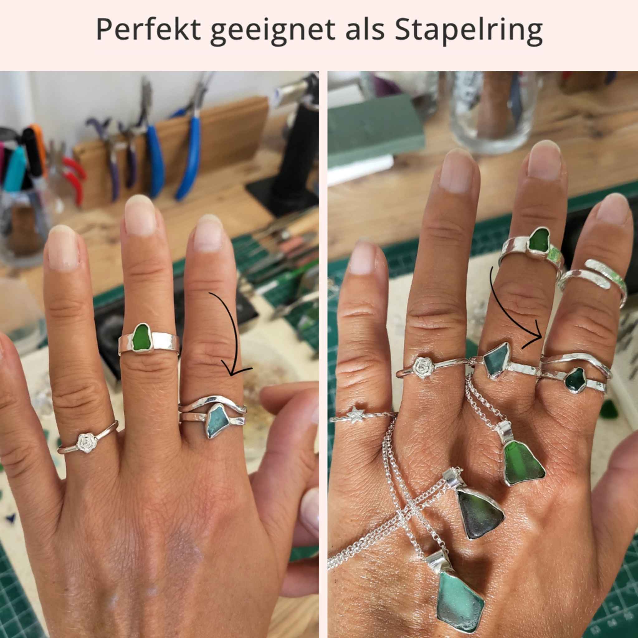 Wellenring Wavy - handgeschmiedeter Silberring mit Hammerschlagoptik andressa schmuck ruegen