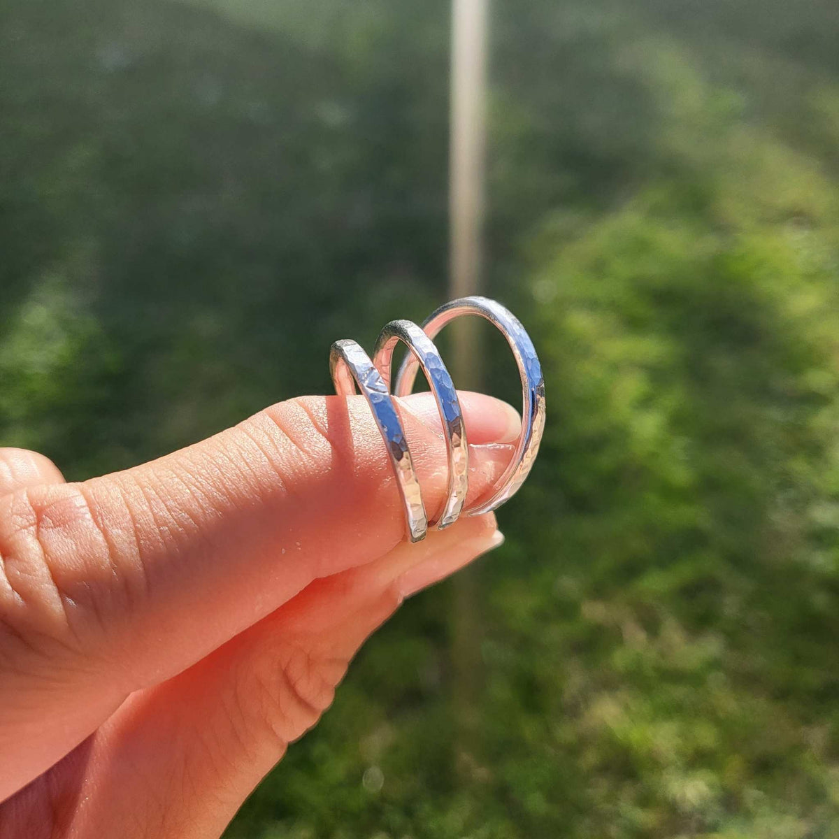 Vorsteckring Silber handgeschmiedet  Hammerschlag aus 935 Silber andressa schmuck