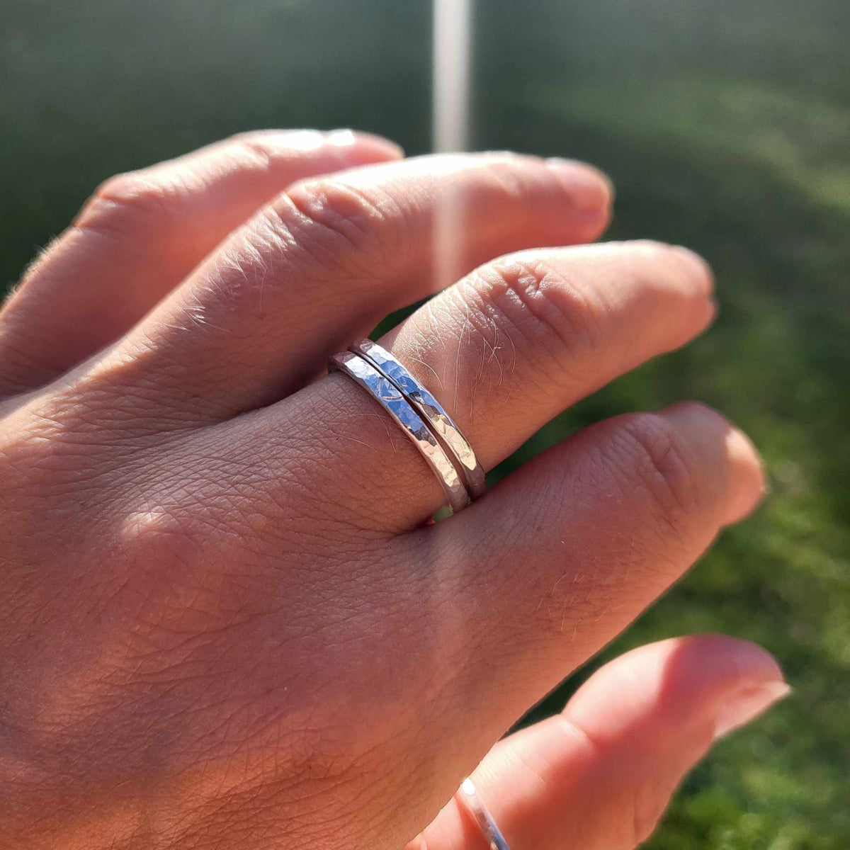 Vorsteckring Silber handgeschmiedet  Hammerschlag aus 935 Silber andressa schmuck