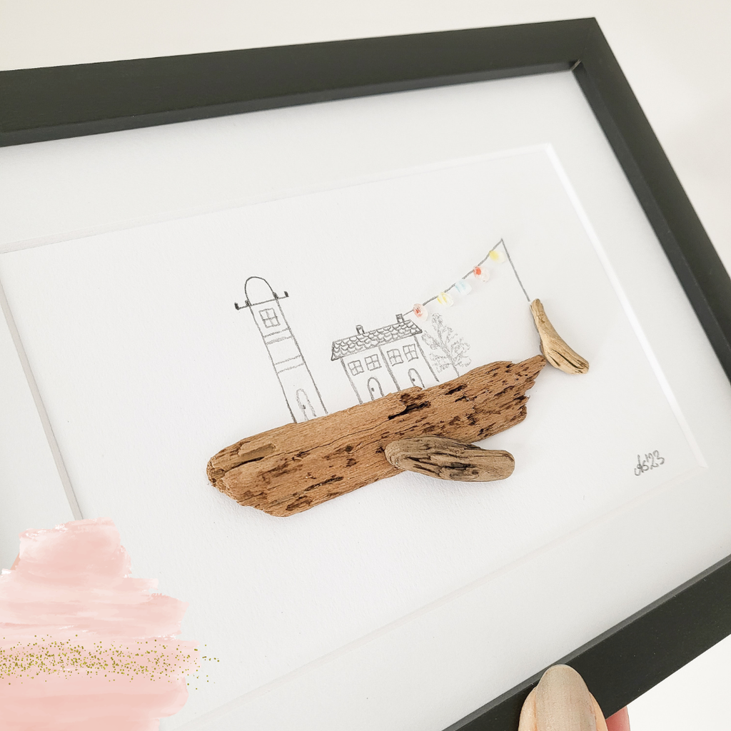 Seeglas Kollektion Die Wale und der Hai - mit Steinen und echtem Seeglas aus der Ostsee