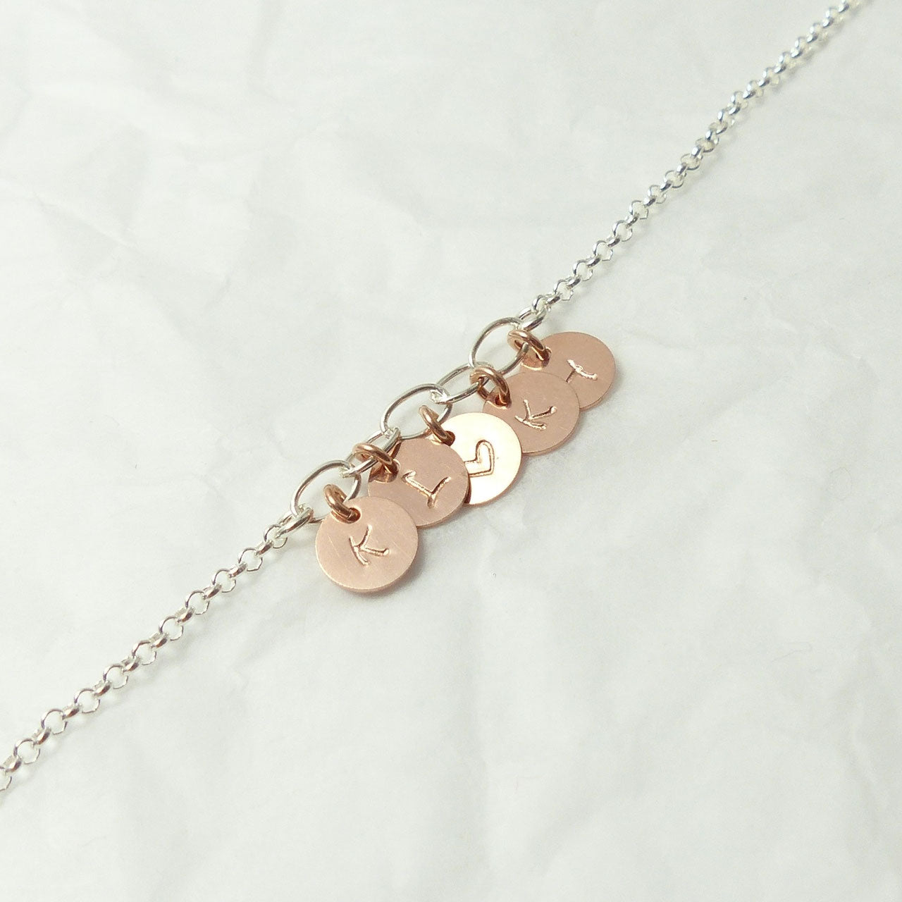 5 rosé Initialen 925 Silberarmband