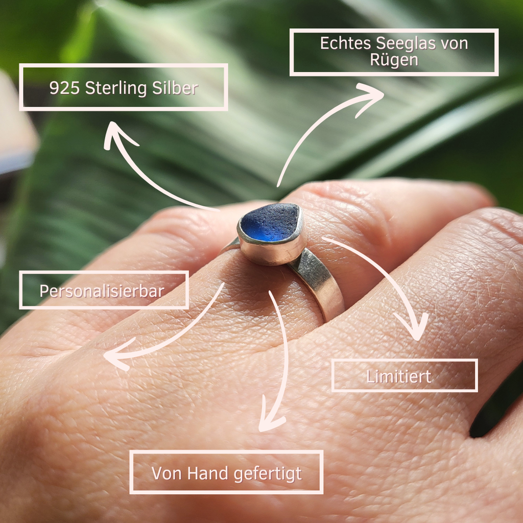 Handgefertigter Seeglasring aus 925 Sterling Silber - so einzigartig wie du!