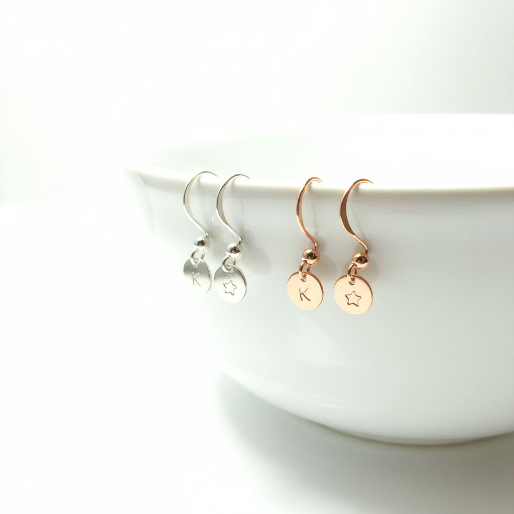 Ohrringe mit Plättchen 925 Silber / Namensschmuck